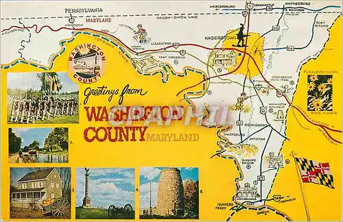 Cartes postales moderne Self Guided Tour Map OF Washington County Maryland