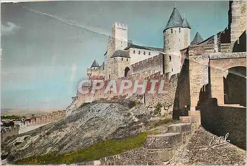 Cartes postales moderne La Cite de Carcassonne La Porte d'Aude les Remparts de la Face Quest et la Grande Barbacane
