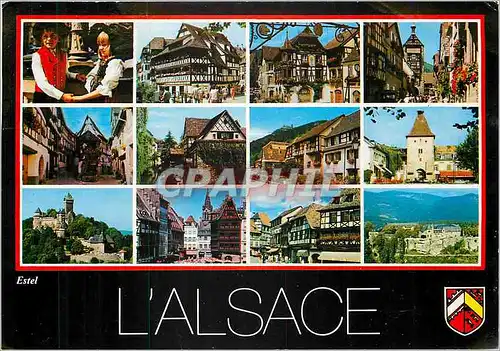 Moderne Karte l'Alsace Folklore alsacien Strasbourg Kaysersberg
