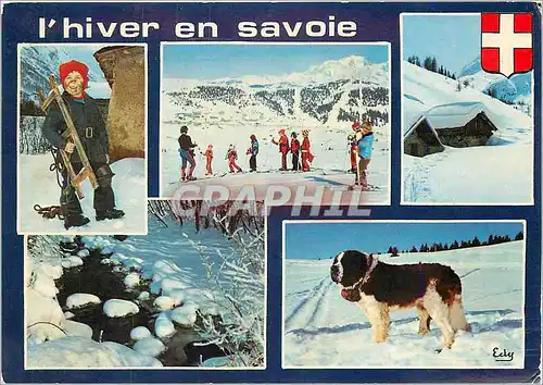 Moderne Karte L'Hiver en Savoie Chien