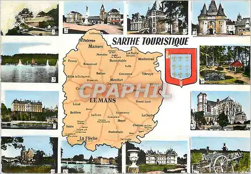 Moderne Karte Sarthe Touristique le Mans