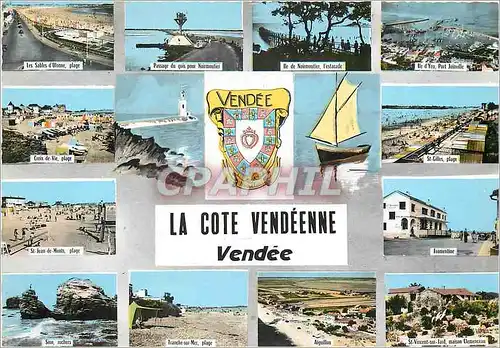 Moderne Karte La Cote Vendeenne Sables D'Olonne Noirmoutier Ile d'Yeu Fromentine