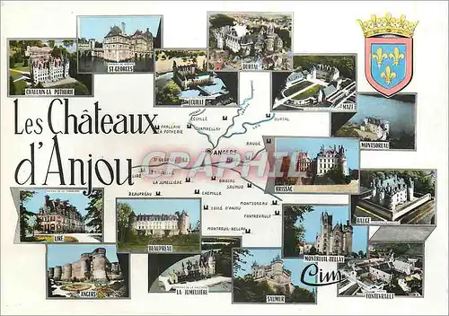 Moderne Karte Chateaux d'Anjou Challain la Pothere St Georges Durtal Maze Montsoreau Lire Beaupre