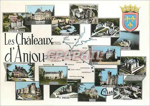 Moderne Karte Chateaux d'Anjou Challain la Pothere St Georges Durtal Maze Montsoreau Lire Beaupre