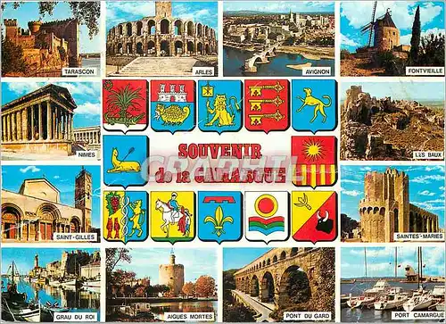 Cartes postales moderne Souvenir de la Camargue Tarascon Arles Avignon Fontvieille Nimes Les Baux