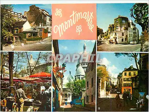 Moderne Karte Paris en Flanant Montmartre Rue du Chevalier de la Barre et le Sacre Coeur