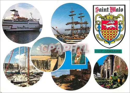 Cartes postales moderne Saint Malo (Ille et Vilaine) Cite Corsaire Vues diverses Bateau Brittany Ferries