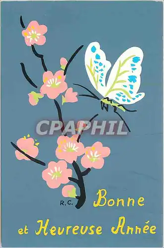 Moderne Karte Bonne et Heureuse Annee Papillon