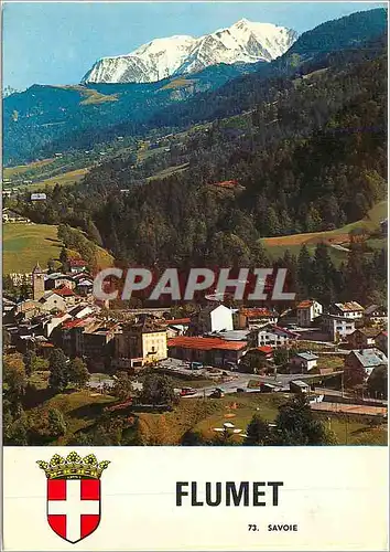 Cartes postales moderne Flumet (Savoie) Alt 917 m vue generale et le Mont Blanc (4807 m)