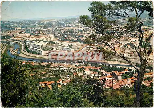 Moderne Karte Ales (Gard) Vue generale Au centre la cote Scolaire