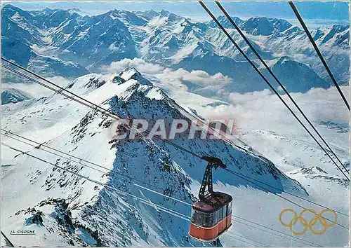 Cartes postales moderne ALpe d'Huez alt 1800 m le Telepheriqu du Pic Blanc (Alt 3350 m) Crete de l'Herpie Massif de 'Loi