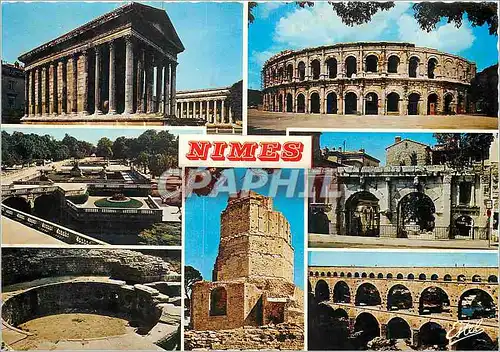 Cartes postales moderne En Pays Romain Nimes (Gard) La Maison Carree les arenes Jardins de la fontaine Porte d'Arles