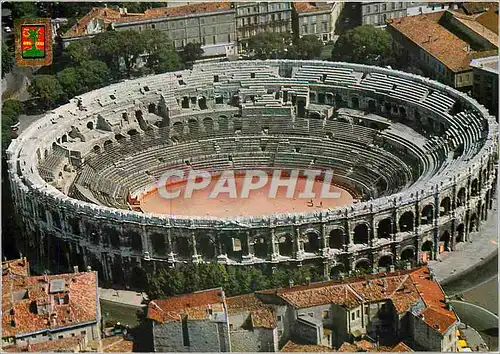 Moderne Karte Lumiere et Couleurs du Gard Nimes (Gard) cite antique les Arenes vue aerinne