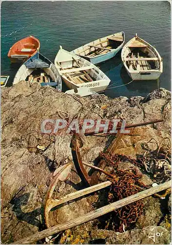 Cartes postales moderne En Eor a Zalh ar vag ouz he stag l'ancre retient le bateau