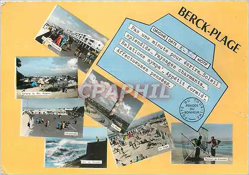 Cartes postales moderne Berck Plage (Pas de Calais) Phare Camping de Bois Magnier La digue promenade Pecheurs de crevett