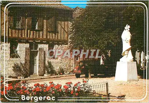 Moderne Karte Bergerac (Dordogne) Place du Dr Cayla Statue de Cyrano