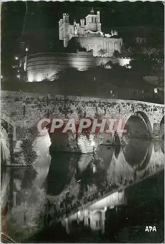 Cartes postales moderne Bezier (Herault) Panorama sur la Cathedrale Saint Nazaire Vue la Nuit