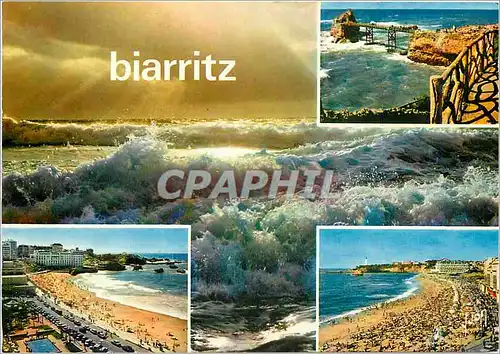 Cartes postales moderne Biarritz (Pyr Atl) La Cote Basque Le Rocher de la Vierge La Grande Plage et le Casino Bellevue
