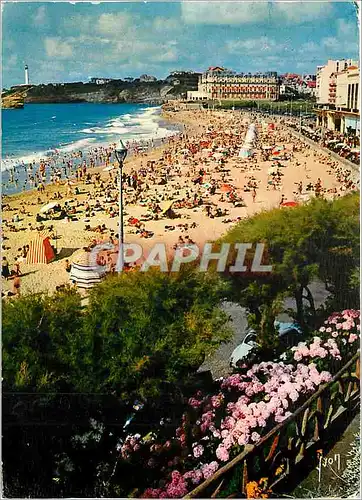 Moderne Karte Biarritz (Pyr Atl) Pays Basque La grande plage et l'Hotel du Palais