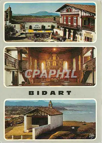 Cartes postales moderne Bidart pres Biarritz (Pyr Atl) La Place de la Mairie Interieur de l'Eglise la Chapelle de la Mad