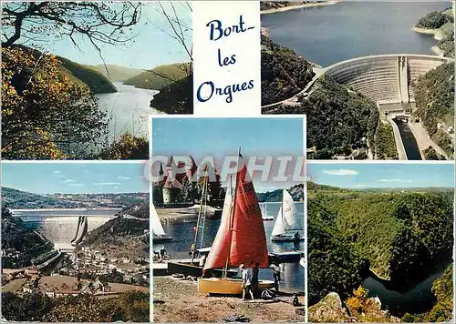 Cartes postales moderne Bort les Orgues (Correze) Les Gorges de la Doedogne le barrage le chateau de val site de St Naza