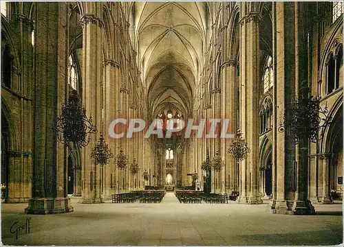 Moderne Karte Bourges (Cher) En Berry Cathedrale St Etienne La nef (Longuere 124 m haut 37 m)