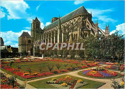 Moderne Karte Bourges (Cher) en Berry Jardin de l'hotem de ville Cathedrale St Etienne