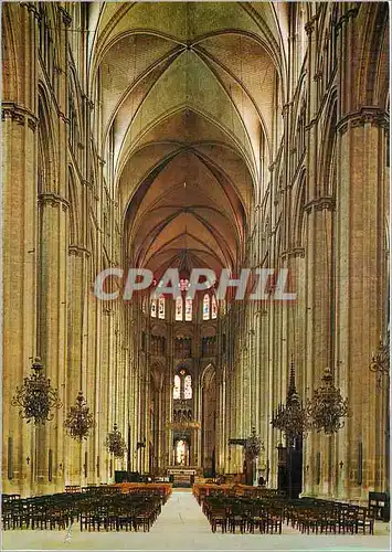 Moderne Karte Bourges (Cher) en Berry La Cathedrale Saint Etienne la Nef (Longueur 124 m hauteur 37 m)