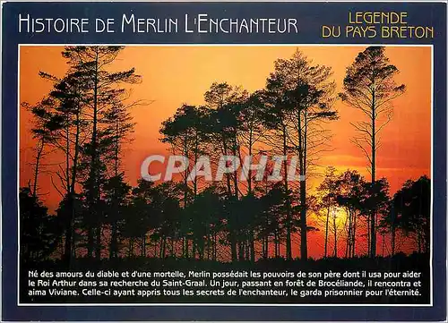 Moderne Karte Couleurs de Bretagne legende du pays Breton (Foret de Broceliande) La Foret Legendaire