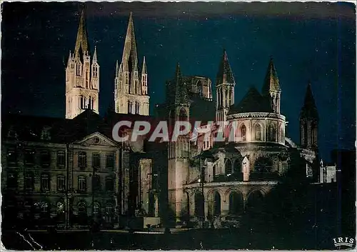 Cartes postales moderne Caen L'Abbaye aux Hommes Eglise St Etienne illuminee XIIe s