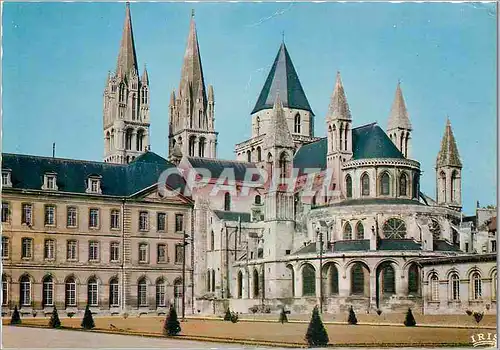 Moderne Karte Caen (Calvados) Hotel de ville et l'Abbaye aux Hommes