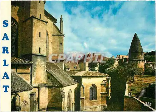 Moderne Karte Sarlat (Dordogne) L'eglise St Sacerdos (XVI XVIIe s) et la lanterne des morts (XIIe s)