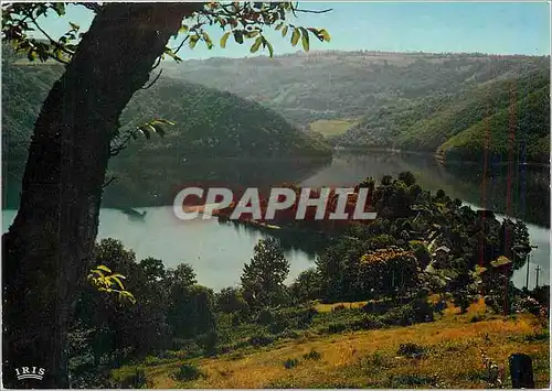 Moderne Karte l'Aveyron Touristique Barrage de Sarrans la Presqu'il de Laussac