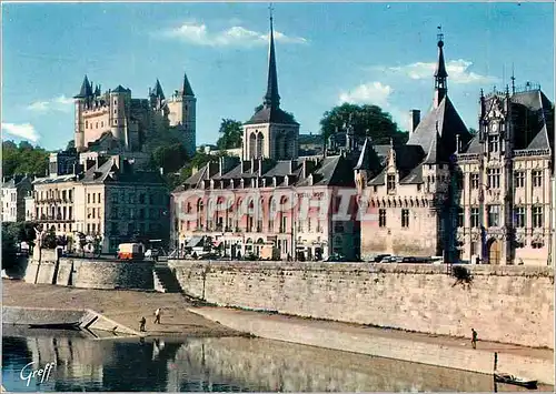 Moderne Karte Saumur (Maine et Loire) En Anjou L'Hotel de Ville le chateau