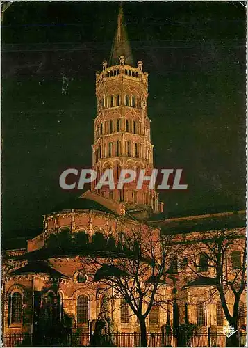Moderne Karte Toulouse la Ville Rose Cite des Violettes Illumination du Clocher de la Basilique Saint Sernin