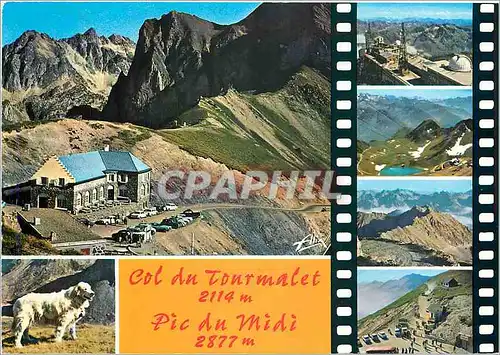 Moderne Karte Les Pyrenees Col du Tourmalet (2114 m) Pic du Midi (2877 m)