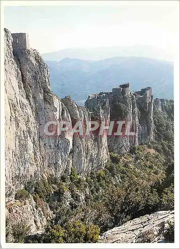 Moderne Karte Pays Cathare Chateau de Peyrepertuse les Falaises de la Facade sud