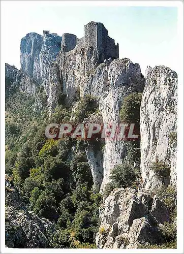 Moderne Karte Pays Cathare Chateau de Peyrepertuse l'etrave de la Citadelle