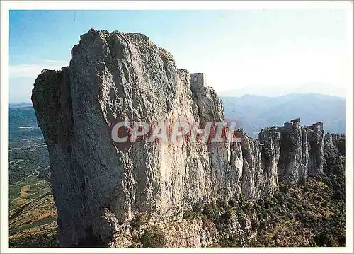 Moderne Karte Pays Cathare Chateau de Peyrepertuse La FOrteresse dans toute son empleur du Rox san Jordi a la