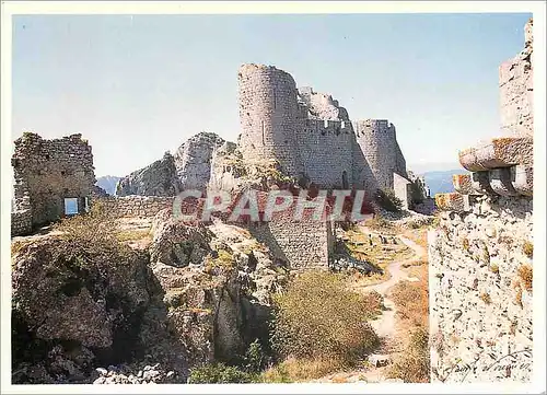 Moderne Karte Pays Cathare Chateau de Peyrepertuse Le Donjon Vieux et l'eglise Saint Marie de Peyrepertuse