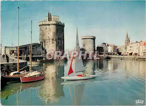 Moderne Karte La Rochelle (Chte Mme) Le Port La Tour Saint Nicolas (XIVe s) et la Tour de la Chaine (a droite)