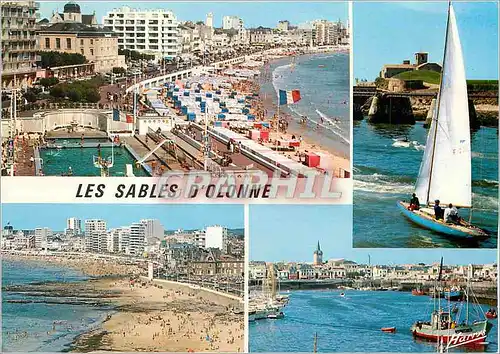 Cartes postales moderne Les Sables d'Olonne (Vendee) le rembalai et la Piscine voilliers devant le Fort St Nicolas