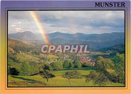 Moderne Karte Images de France Haut Rhin Arc en ciel sur Soultzeren et la vallee de Munster