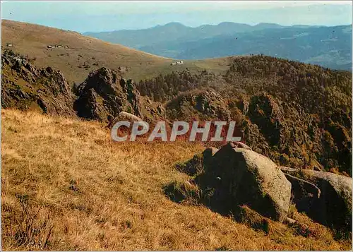 Moderne Karte Les Hautes Vosges les Spitzkopfe avec au fond la ferme du Schiessroth