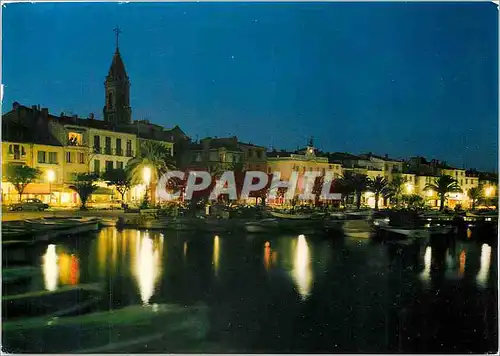 Moderne Karte La Cote d'Azur Sanary sur Mer (Var) Les Quai la nuit