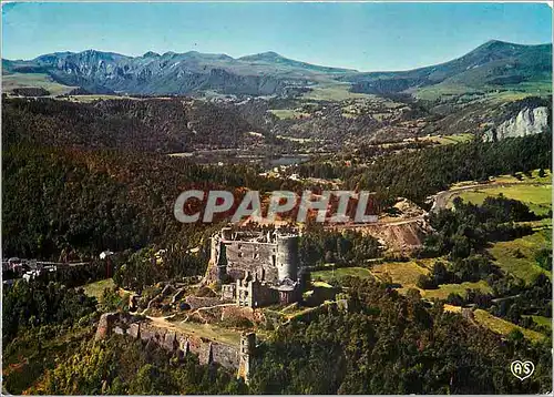 Cartes postales moderne L'Auvergne Pittoresque vue aerienne sur le chateau de Muril le lac Chambon et le Massif du Sancy