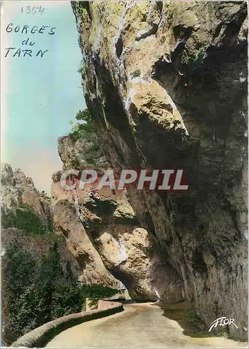 Moderne Karte Gorges du Tarn Les Rochers surplombant la route