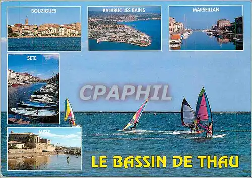 Moderne Karte Le Bassin de Thau (Herault) Relie a la mer mediterranee par les canaux de Sete et marseillan Pla