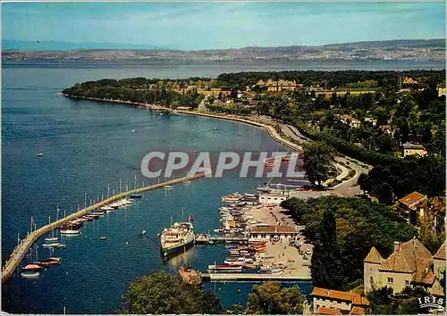 Moderne Karte Thonon les Bains Port de Rives Pointe et Chateau de Ripaille le Lac Leman Lausanne et la Cote Su