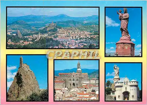 Cartes postales moderne Le Puy en Velay (Haute Loire) Alt 630 m vue generale Statue N D de France facade de la Cathedral